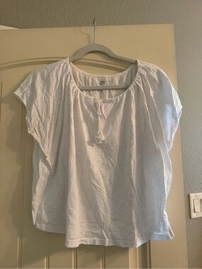 LOFT White Tassel Tie Peasant Blouse